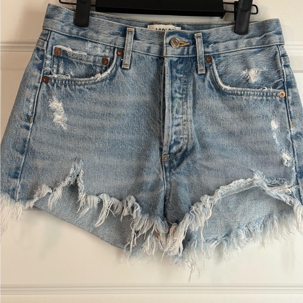 Agolde Blue Distressed Jean Shorts Size 24